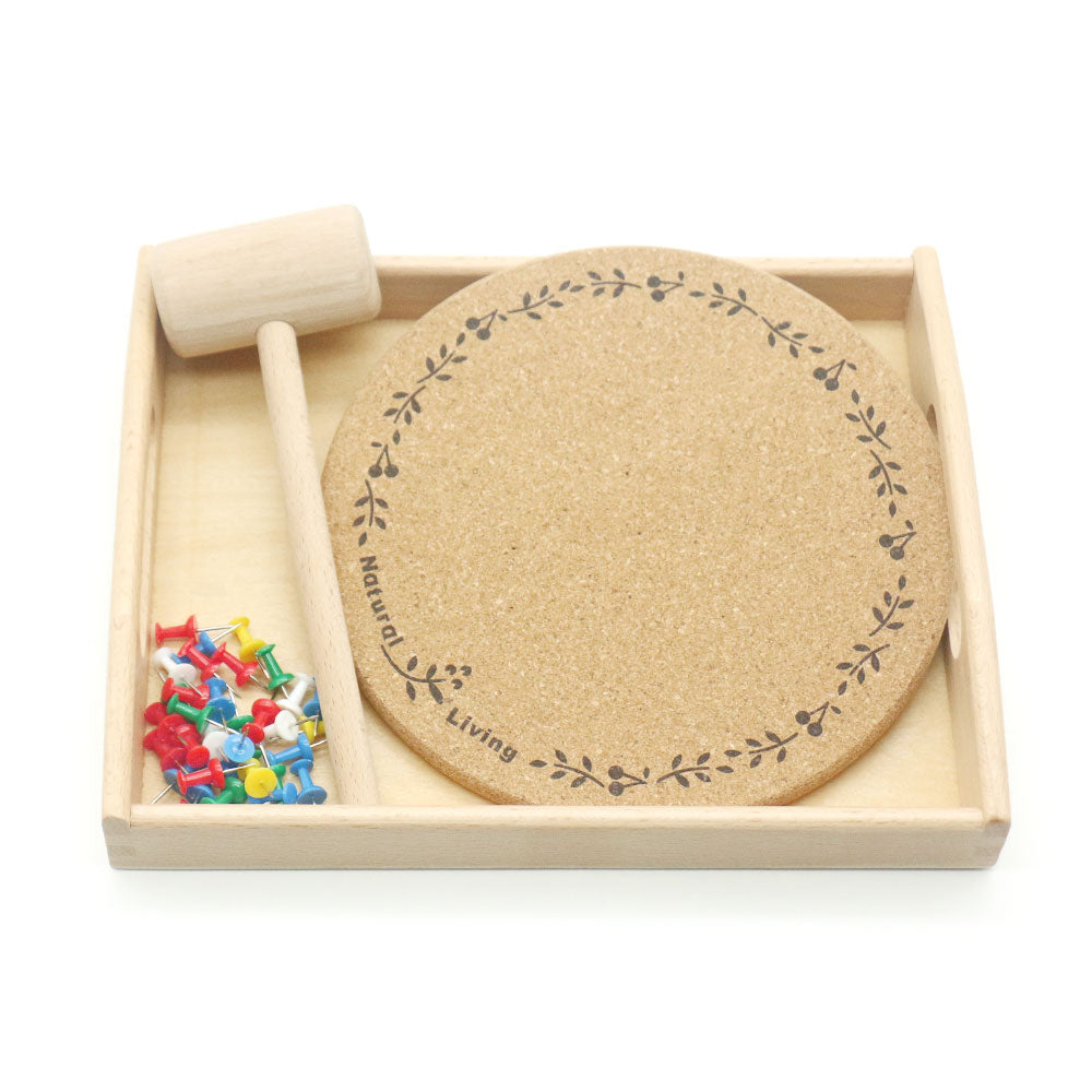 Montessori Wooden Hammer and Nails Set with Tray - Educational Toy for Children