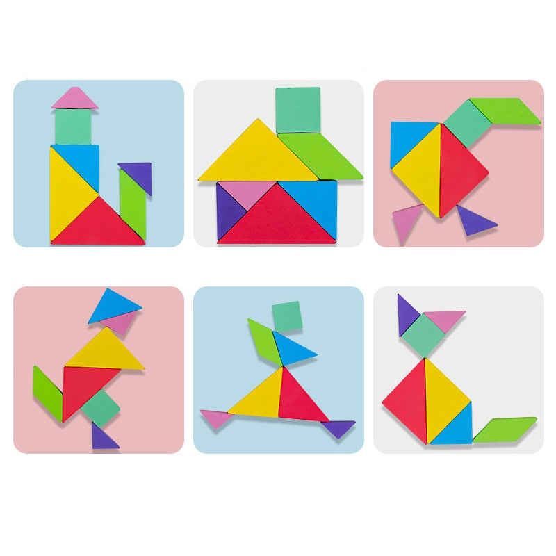 3D Magnetic Tangram Puzzle Board Game for Children's Learning and Brain Teasing