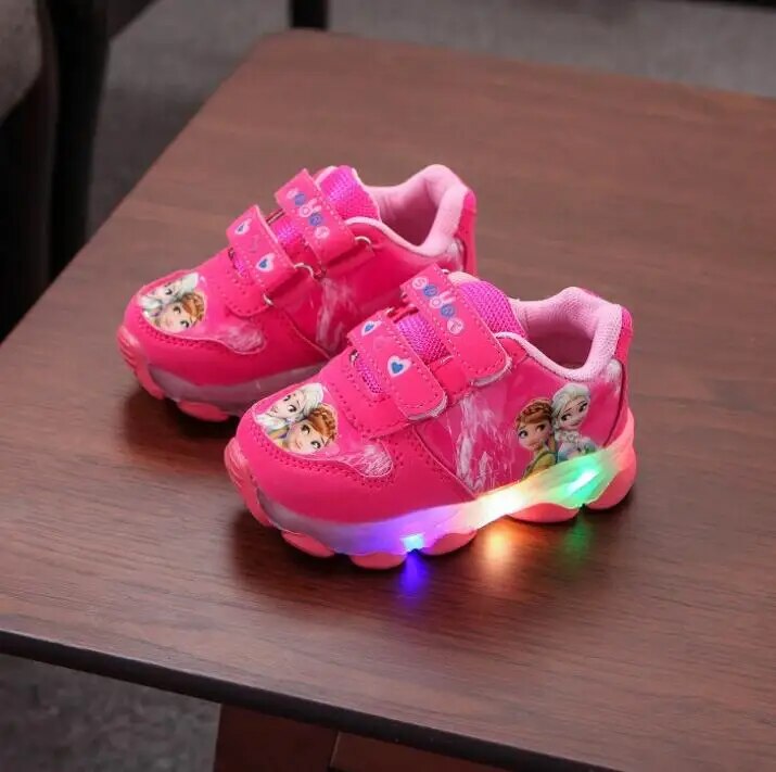 Elsa Glowing Sneakers for Kids - Breathable LED Light Shoes