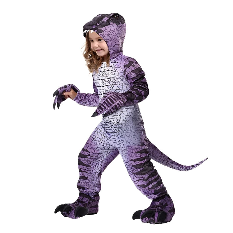 Prehistoric Powerhouse: Vibrant Purple T-Rex Costume for Kids- Halloween & Cosplay Ready