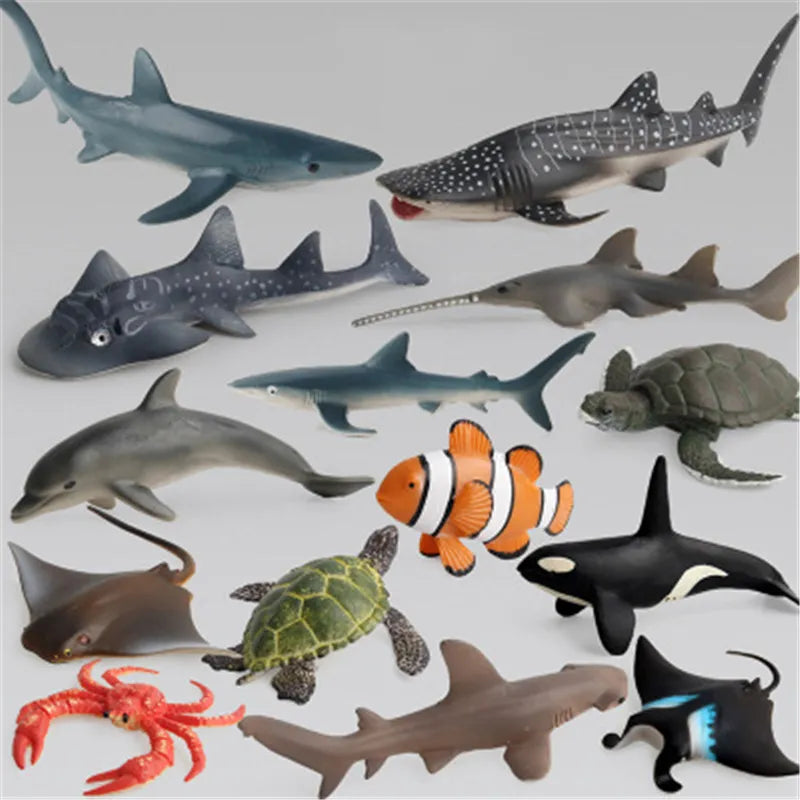 Ocean Animal Model Toys Set with Whale Shark and Sea Turtle - ToylandEU