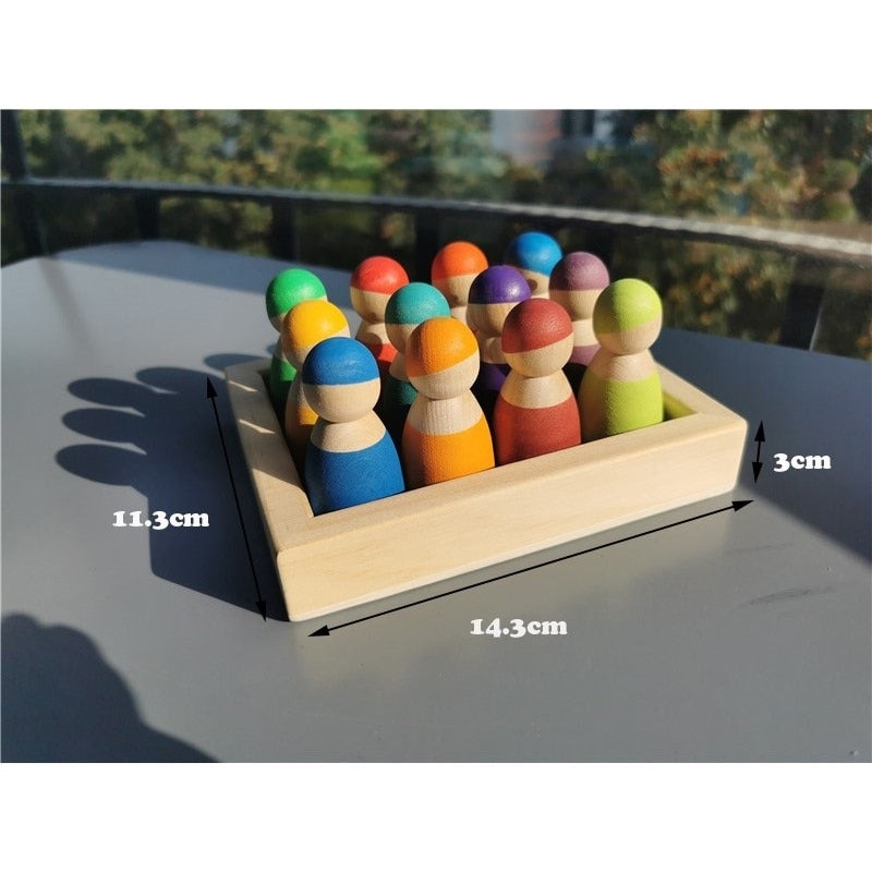 Wooden Color Sorting Toy Set with Tray and Peg Dolls Toyland EU Toyland EU