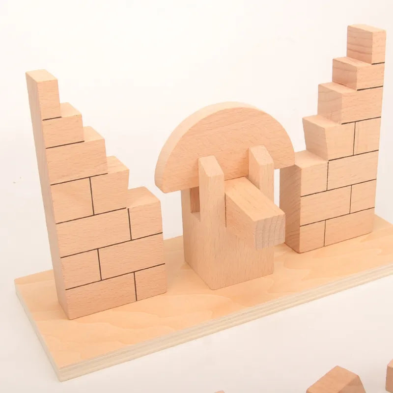Interactive Wooden Roman Arch Bridge Building Blocks Set for Toddlers