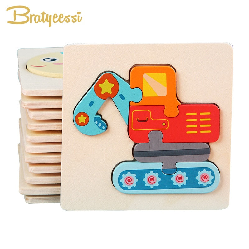 Colorful  3D Wooden Animal Traffic Puzzle for Preschool Kids - ToylandEU