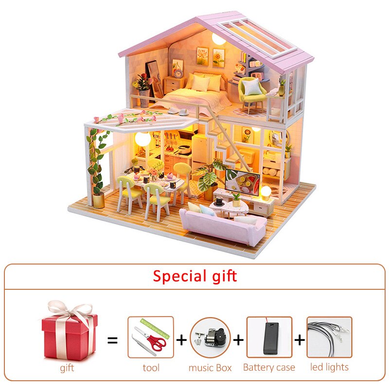 Sea Villa Wooden DIY Miniature Dollhouse Kit with Furniture - Kids Birthday Gift - Toyland EU