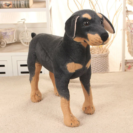 Realistic Standing Black Dog Plush Toy - Various Sizes - ToylandEU