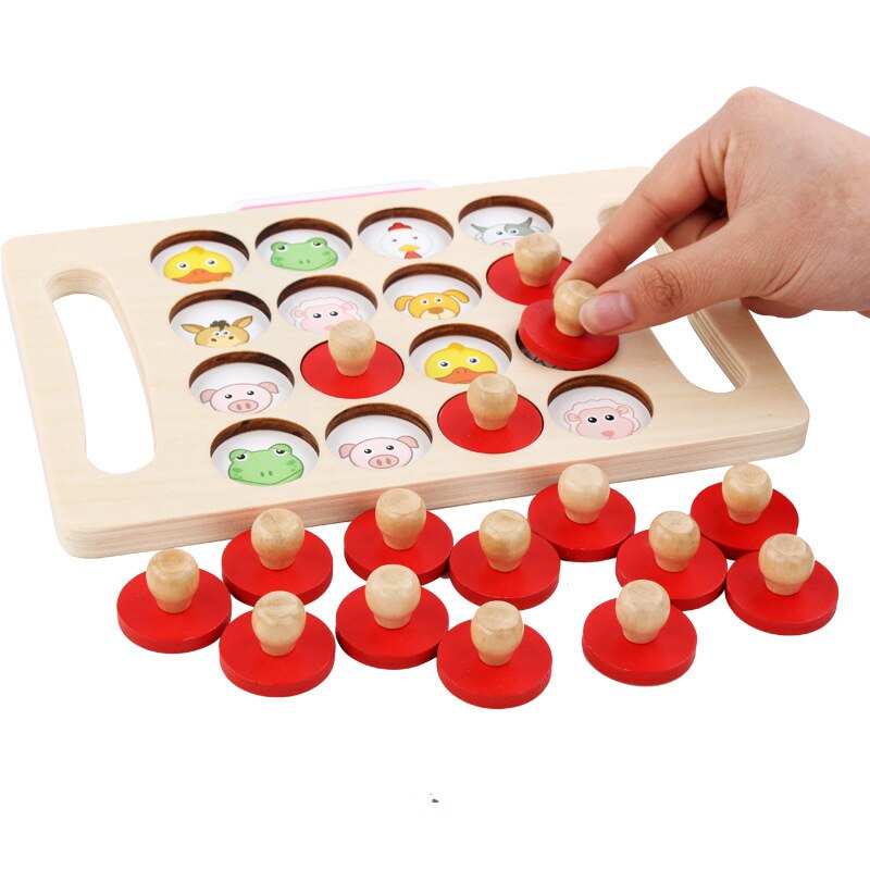 Montessori Memory Match 3D Wooden Puzzle Game for Family Fun and Learning