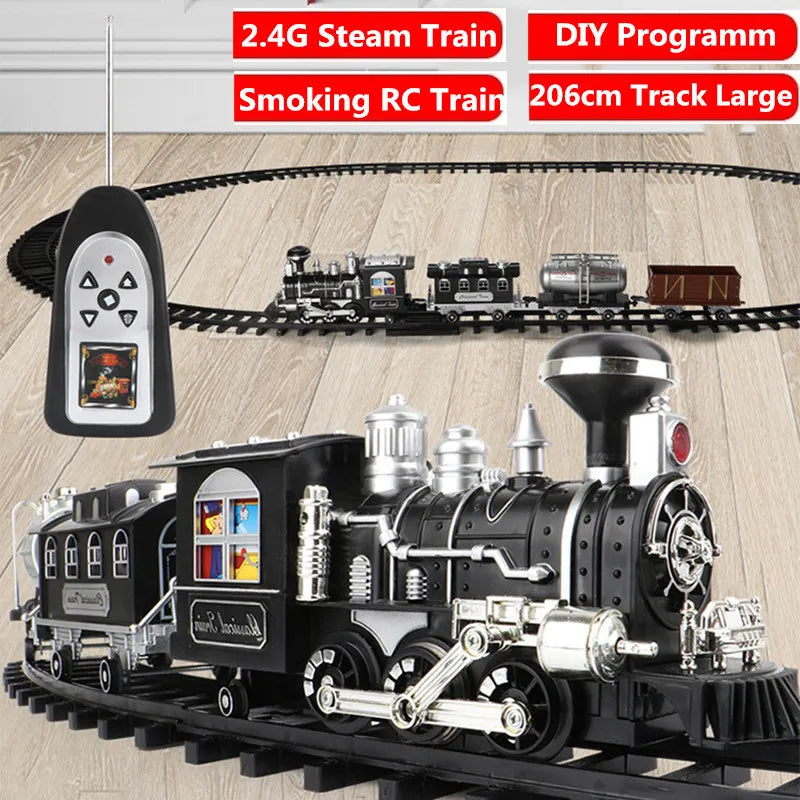 RC Train Railway Toys with Smoking and Programming Options