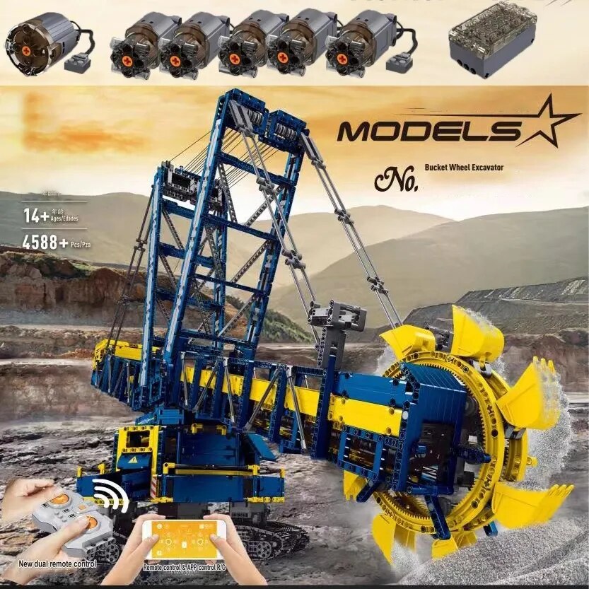 Motorized Bucket Wheel Excavator Building Blocks Toy by MOULD KING