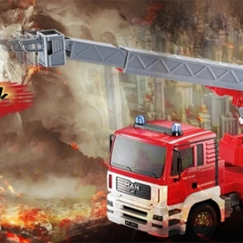 Remote Control Double E517 Fire Truck Toy with Retractable Ladder - ToylandEU