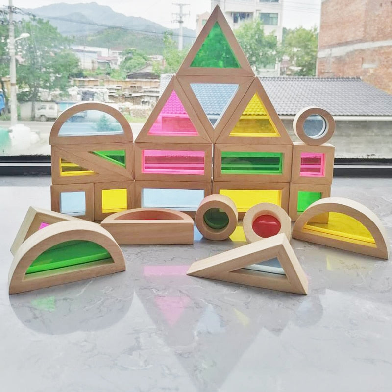 Montessori Rainbow Wooden Stacking Blocks for Creative Learning Toyland EU Toyland EU