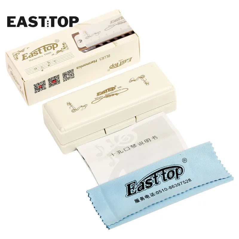 EASTTOP T008L Diatonic Blues Harmonica Key of D 10 Holes Harp Mouth - ToylandEU