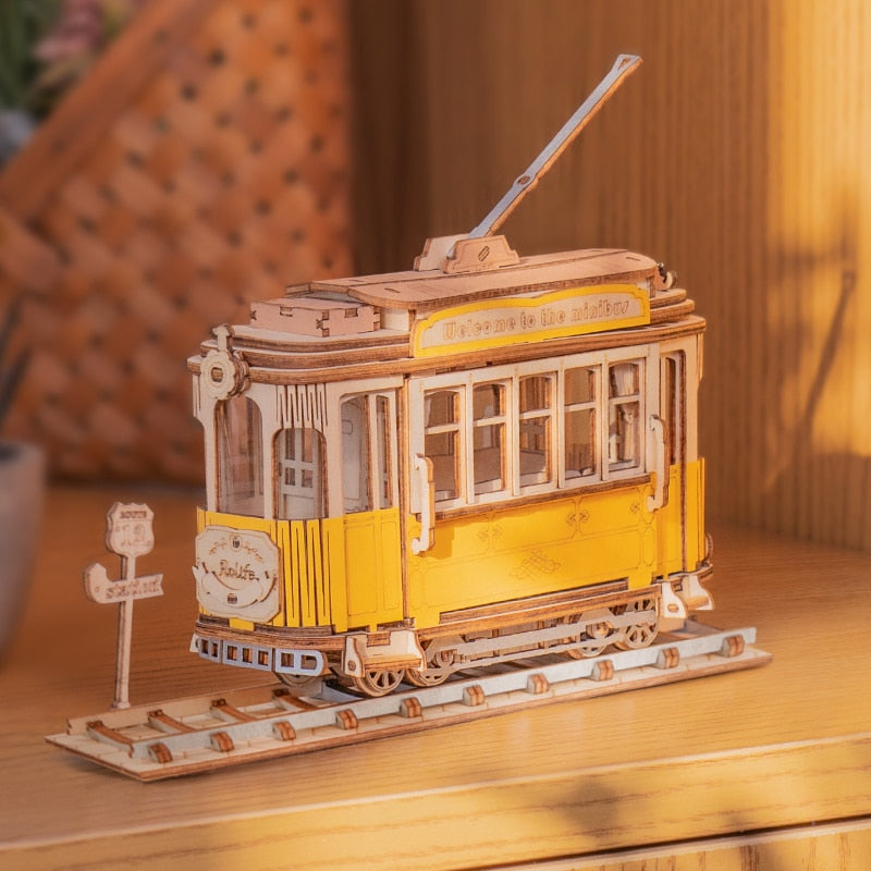 Vintage Car Tramcar Carriage 3D Wooden Model Building Kit - ToylandEU