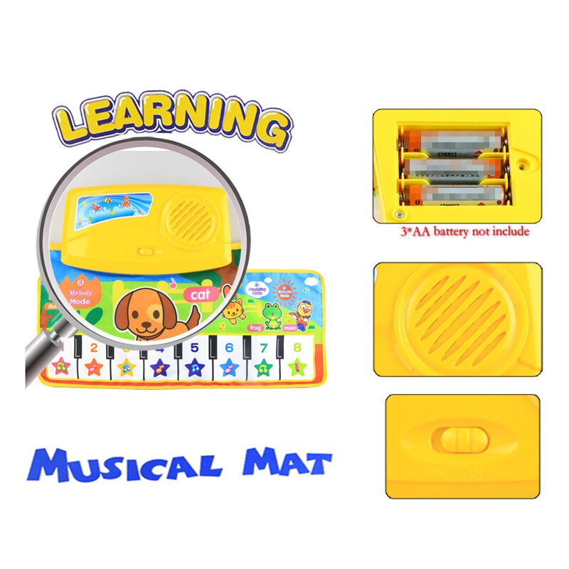 Large Size Baby Musical Mat with Dinosaur Theme, Piano Toy for Early Learning