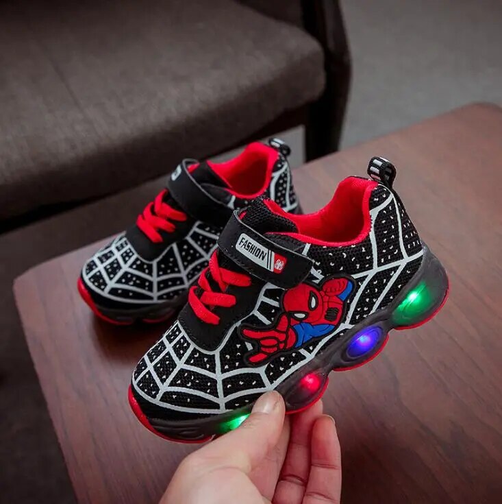 Spiderman Kids Light-Up Sneakers - Breathable Mesh Sport Shoes for Boys and Girls - ToylandEU