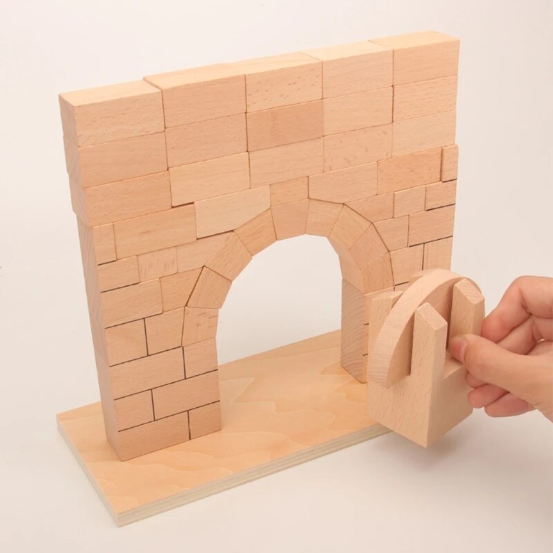 Interactive Wooden Roman Arch Bridge Building Blocks Set for Toddlers