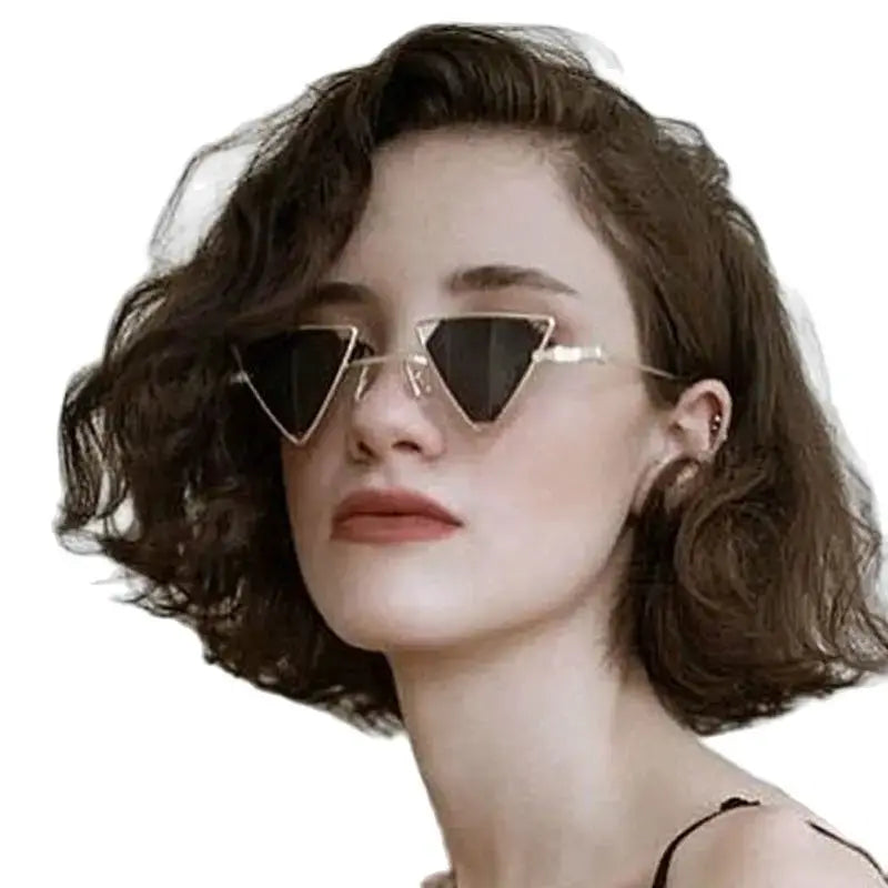 Retro Alloy Triangle Punk Sunglasses Men Hollow Eyewear Candy Colors Gradient Gothic Sun Glasses For Women Openwork Metal Frame - ToylandEU