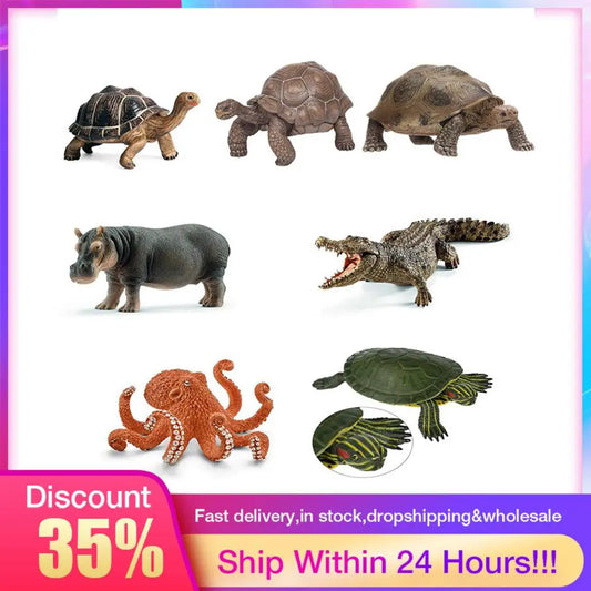 Ocean Creatures Action Figures Set - Turtle, Octopus & Crocodile Toys