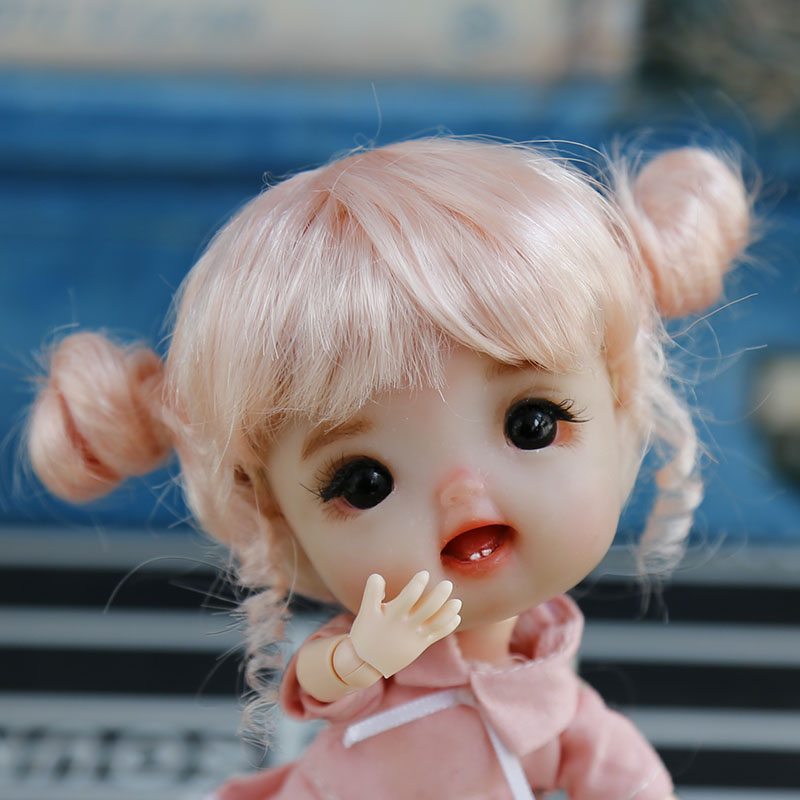 New 1/8 BJD Wig Pink Golden SD Doll Wigs with Cute Braided Hair - ToylandEU