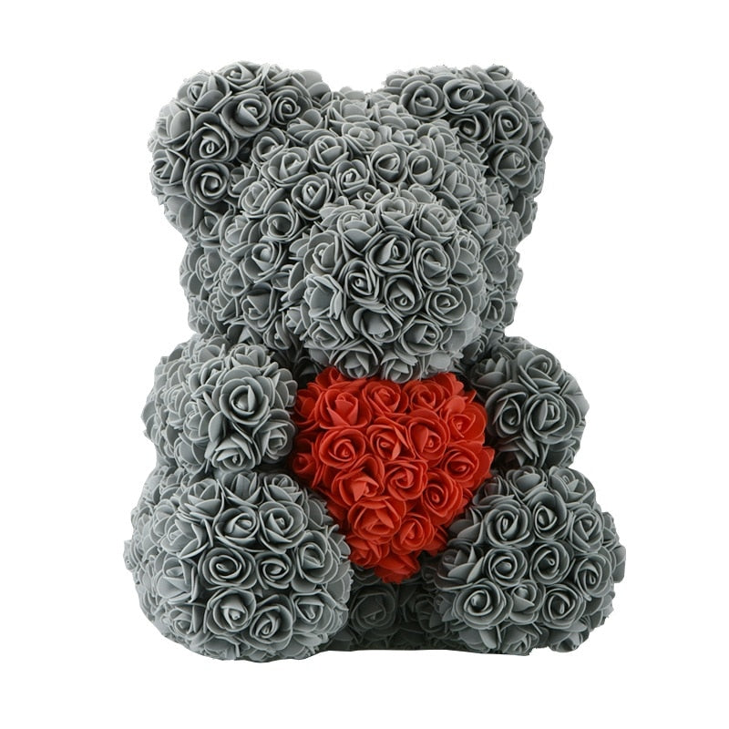 Valentines Day Rose Foam Bear Teddy Bear with Artificial Roses - Perfect Gift for Her Toyland EU