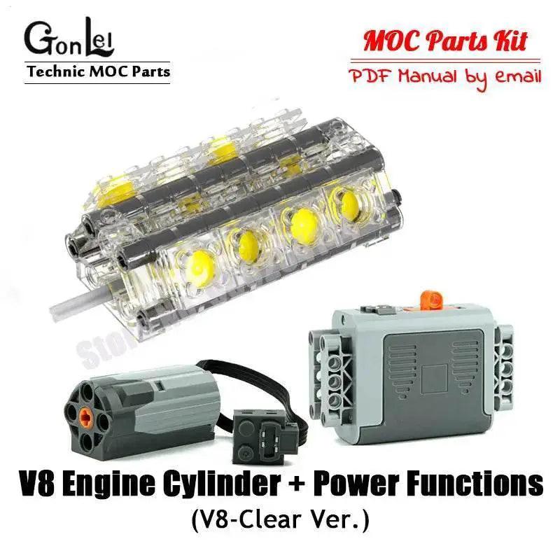 MOC Technical V8 16-Cylinder Engine Unit Building Block Kit Building Bricks MOC - ToylandEU