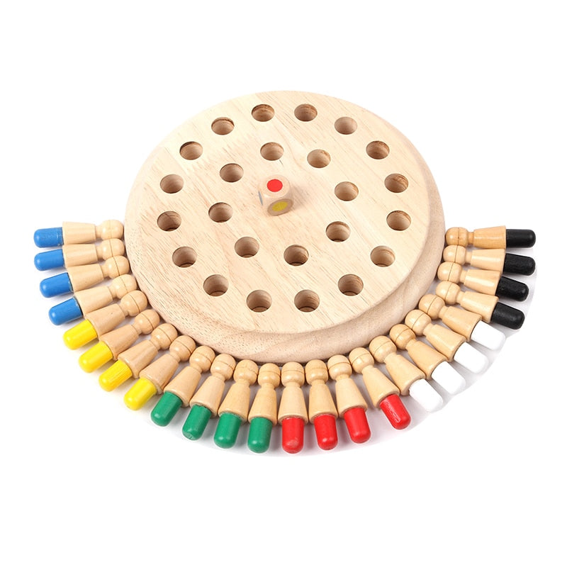 Colorful Wooden Chess and Memory Match Game for Kids