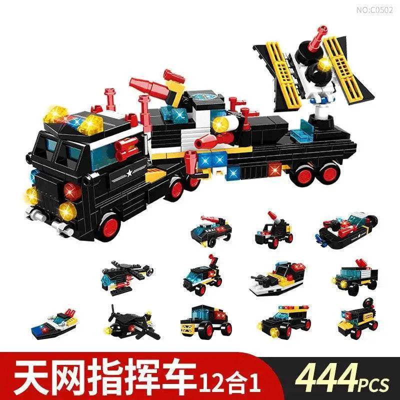 Premium Lego Compatible Building Blocks Set Multi Vehicle City Police Station Bus Car Helicopter Army Trucks For Kids - ToylandEU