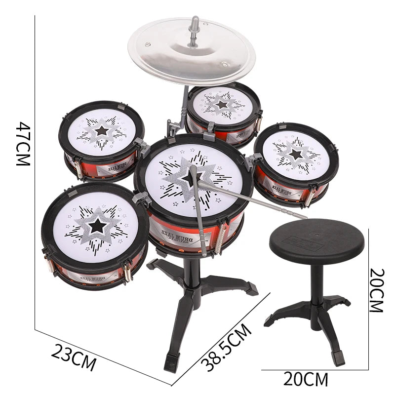 Simulation Drum Set Junior Drums Kit Jazz Drums Percussion Musical Toyland EU