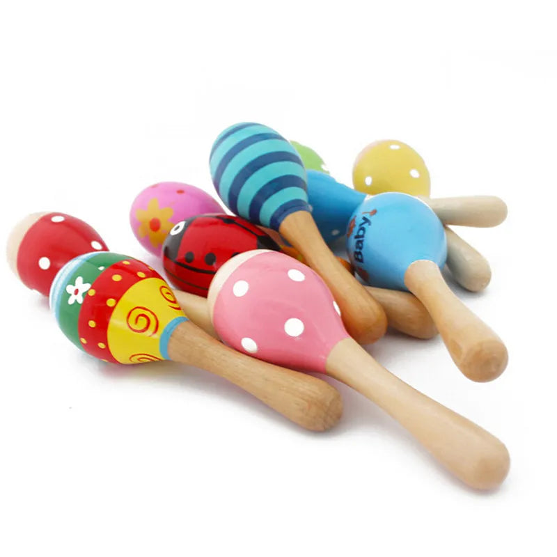 1pcs Colorful Wooden Maracas Baby Child Musical Instrument Rattle - ToylandEU