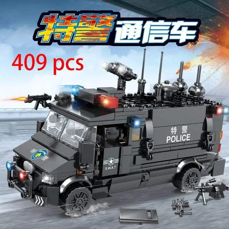 Premium Lego Compatible Building Blocks Set Multi Vehicle City Police Station Bus Car Helicopter Army Trucks For Kids - ToylandEU