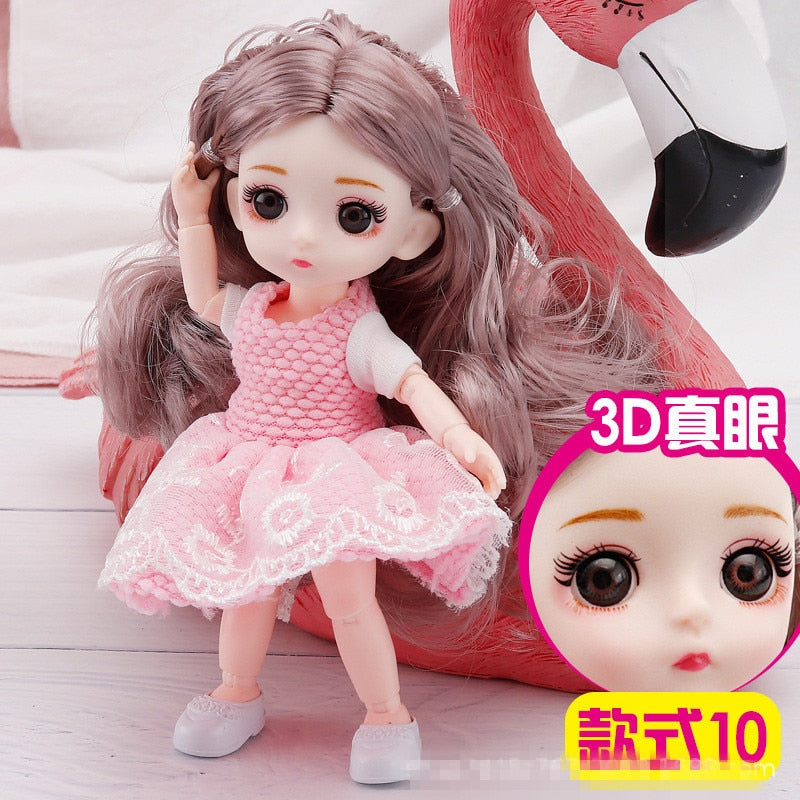 Mini 16 cm BJD Doll with Beautiful 3D Big Eyes and DIY Dress-Up Kit - Toyland EU