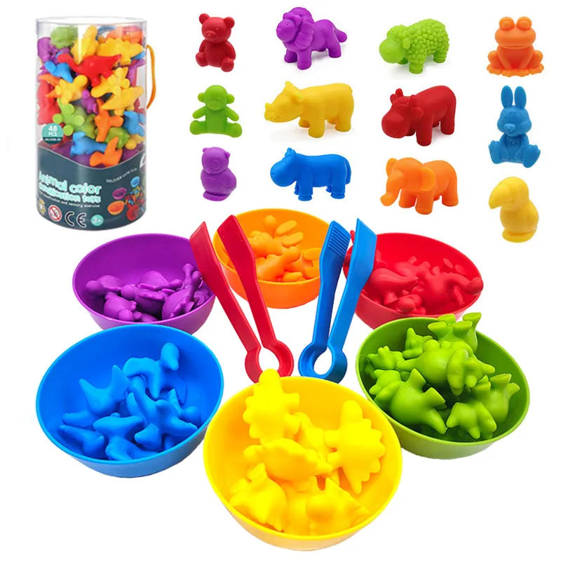 Rainbow Counting Bears & Dinosaur Match Game - Fun Learning Toy