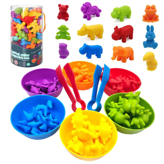 Educational Rainbow Counting Bear and Dinosaur Matching Game Toy