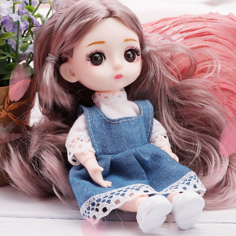 Mini 16 cm BJD Doll with Beautiful 3D Big Eyes and DIY Dress-Up Kit - ToylandEU