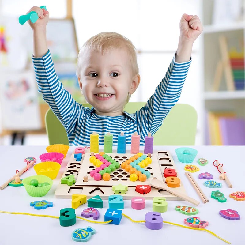 Montessori Wooden Toy Set for Cognitive and Motor Skill Development