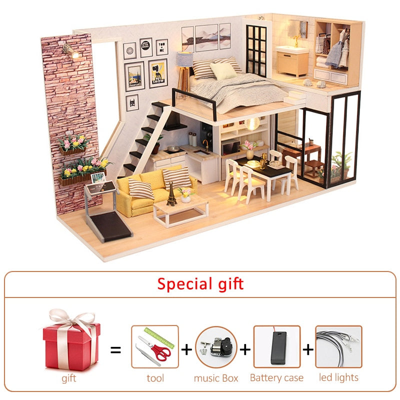 Sea Villa Wooden DIY Miniature Dollhouse Kit with Furniture - Kids Birthday Gift Toyland EU Toyland EU