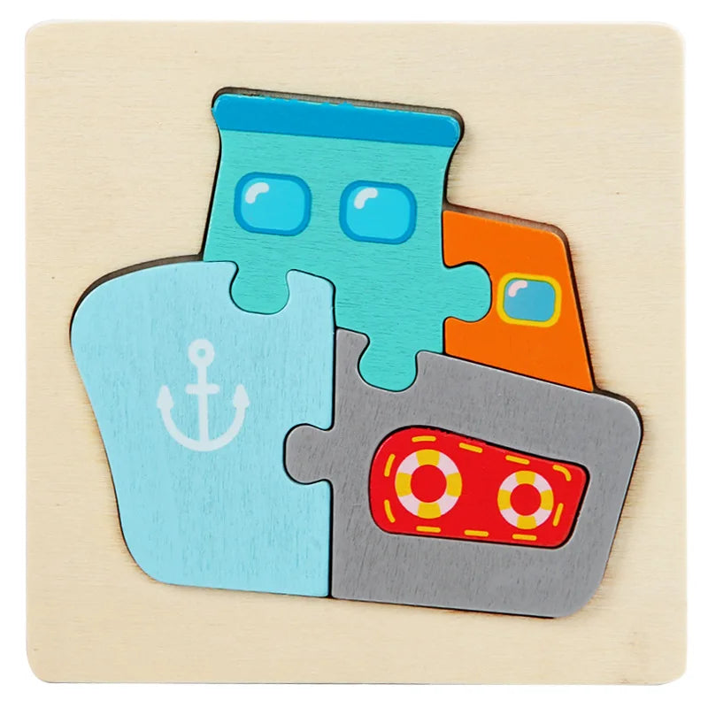 Wooden Puzzle | 3D Cartoon Animals | Educational Early Learning Toy | Unisex
