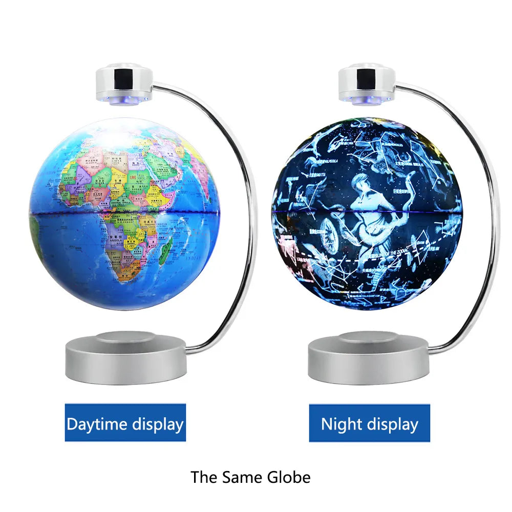 Magnetic Levitation Globe with LED Light - 8 Inch High-Tech Electronic Display