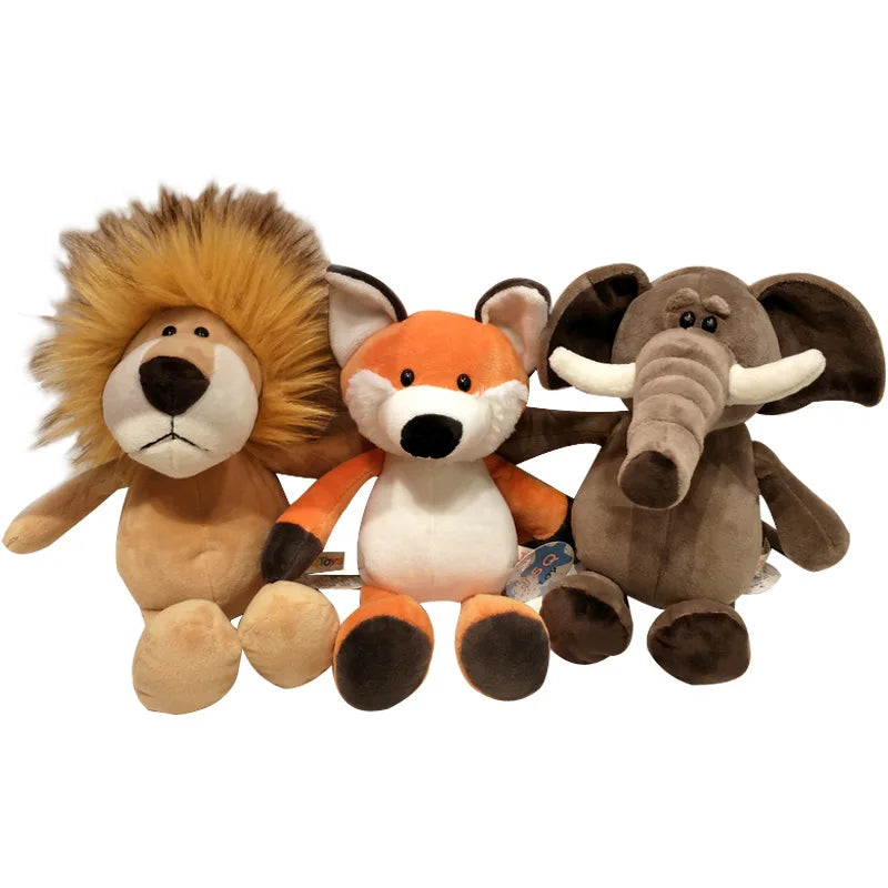 Wild Safari Plush Animal Dolls Set - 25cm Lifelike Forest Friends