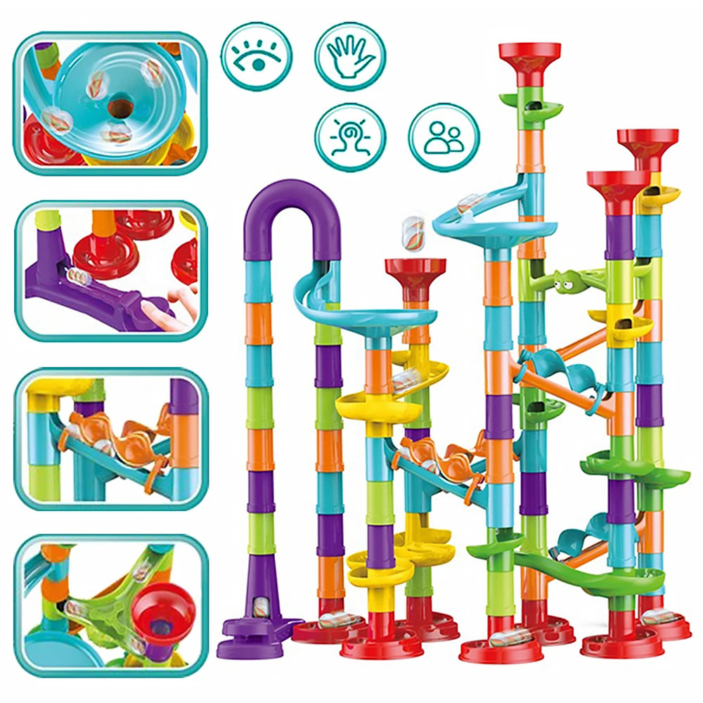 3D Slide Runway Race Building Blocks Electric Marble Run Childrens - ToylandEU