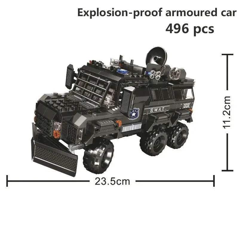 Premium Lego Compatible Building Blocks Set Multi Vehicle City Police Station Bus Car Helicopter Army Trucks For Kids - ToylandEU