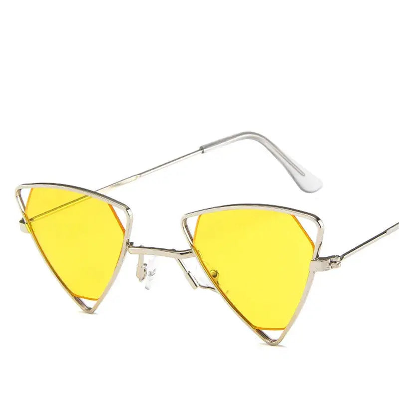 Retro Alloy Triangle Punk Sunglasses Men Hollow Eyewear Candy Colors Gradient Gothic Sun Glasses For Women Openwork Metal Frame - ToylandEU