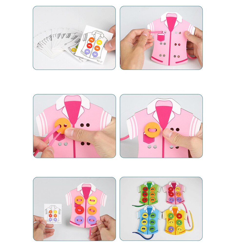 DIY Handmade Montessori Wooden Button Sewing Game for Children's Hand-Eye Coordination - ToylandEU