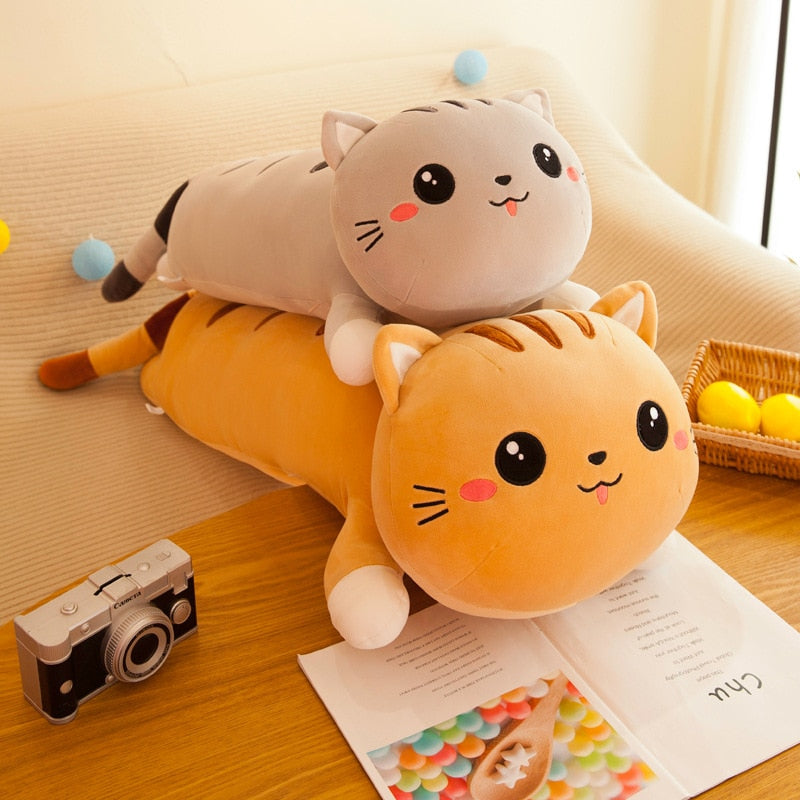 50/130 cm Long Cat Plush Pillow Toy - Soft Stuffed Animal for Kids - Gift for Girls - Home Decor - WJ290
