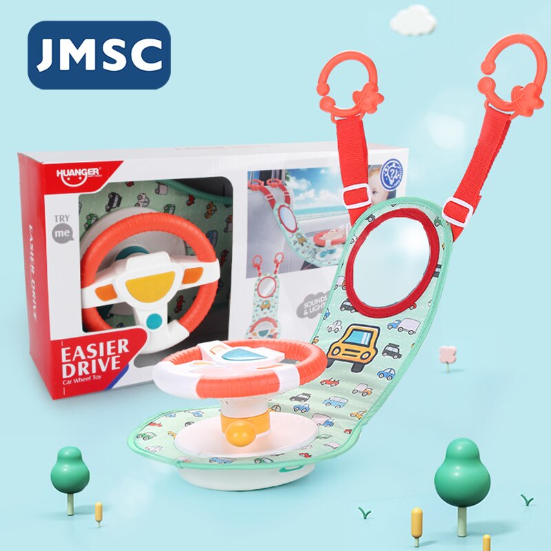 JMSC Baby Kids Electric Simulation Steering Wheel Toy - Interactive Musical Educational Car Seat Back - ToylandEU