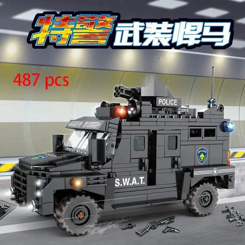 Premium Lego Compatible Building Blocks Set Multi Vehicle City Police Station Bus Car Helicopter Army Trucks For Kids - ToylandEU