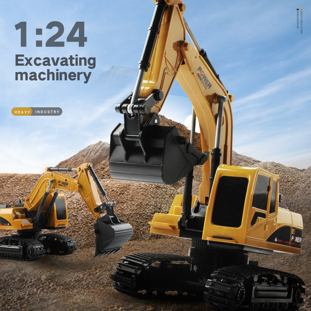 RC Engineering Excavator Toy Truck - 1:24 Scale Remote Control Vehicle