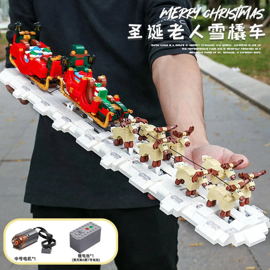 Electric RC Christmas Train Set with Winter House Circuit by Mould King 10015 - An Enchanting Addition to Your Holiday Decor - ToylandEU