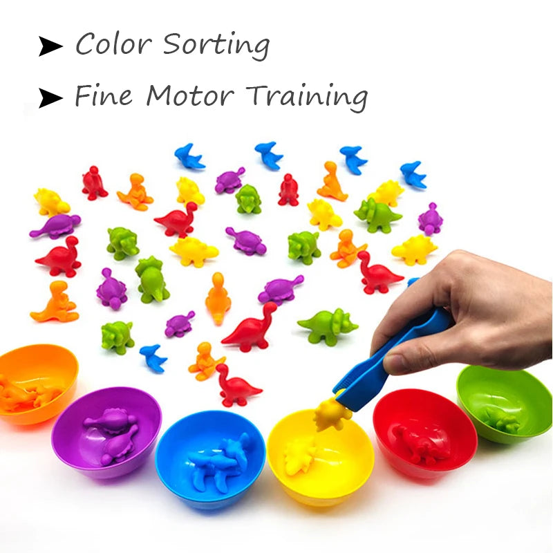 Rainbow Counting Bears & Dinosaur Match Game - Fun Learning Toy