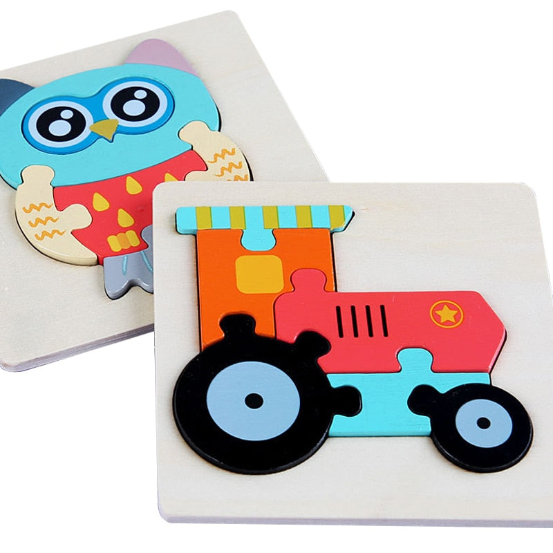 Colorful  3D Wooden Animal Traffic Puzzle for Preschool Kids - ToylandEU